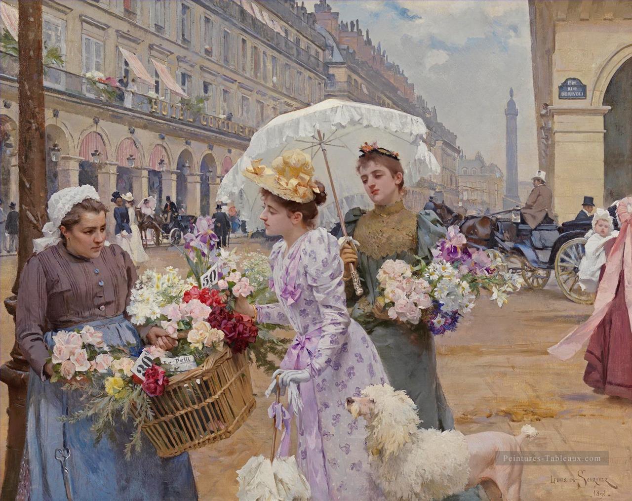 Louis Marie Schryver marchande fleurs rue Rivoli Portail Parisienne Peintures à l'huile